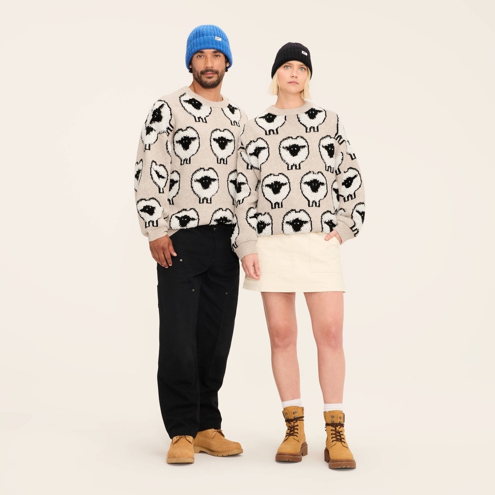 NWT! Woolrich x Target Unisex Adult L Large Sheep Print Pullover Sweater, Taupe